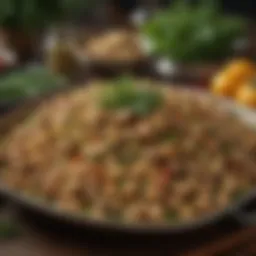 A vibrant display of fresh herbs and spices used in turkey stuffing