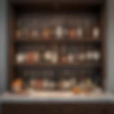 Elegant Home Mini Bar Setup An elegant home mini bar setup showcasing organized beverages