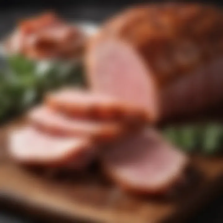 Sliced ham showcasing succulent texture and flavor