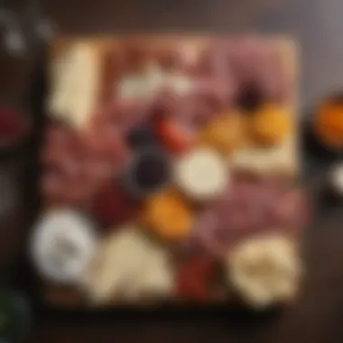 Elegant arrangement of gourmet cheese and charcuterie board