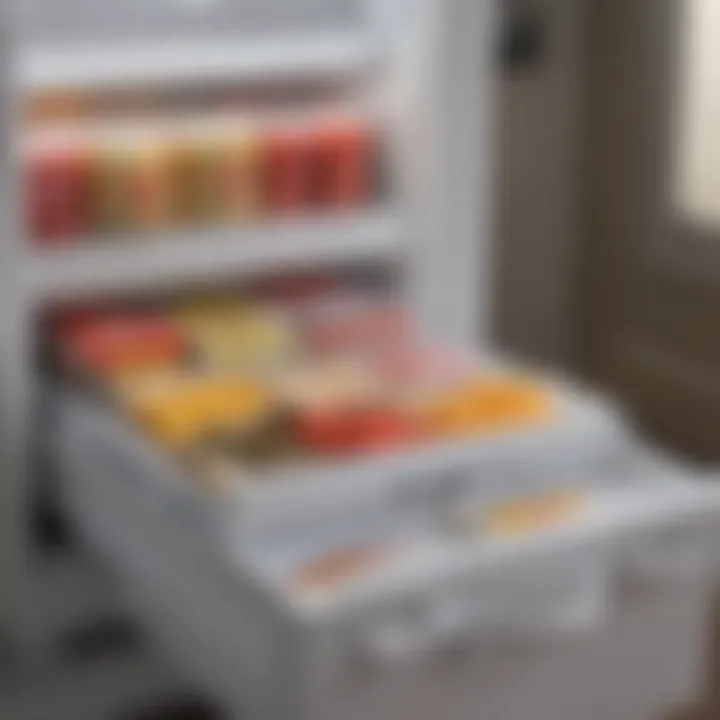 Interior storage organization of a chest freezer