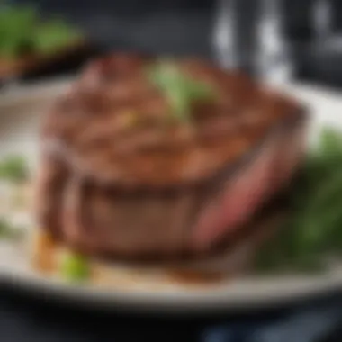 Ribeye Steak with Fresh Herbs Close-up of a juicy ribeye steak with herbs