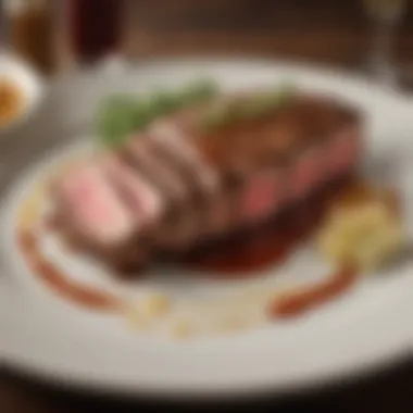Tenderloin Steak Presentation Sliced tenderloin steak on a plate with sauce