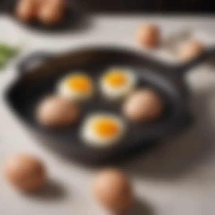 An elegantly designed egg pan with a non-stick surface