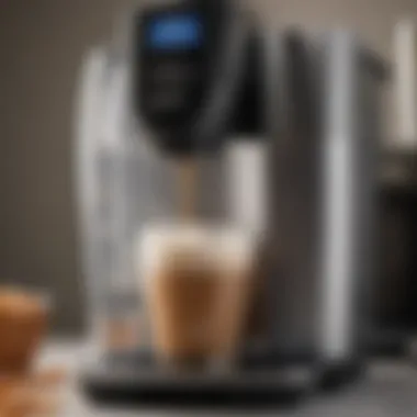 Cleaning Process of a Keurig Machine A close-up view of a Keurig machine demonstrating the cleaning process with cleaner solutions applied.