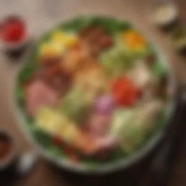 Protein-Packed Salad Delight A beautifully arranged dish showcasing a rich salad topped with high-protein ingredients.