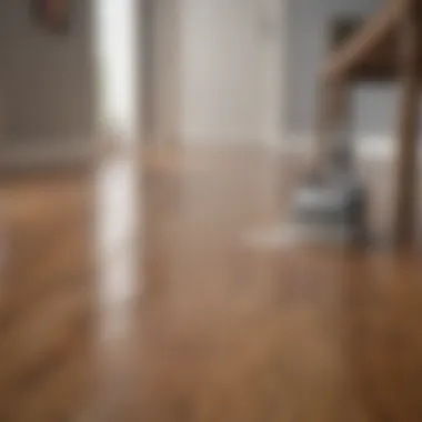 Effective Cleaning on Hardwood Floors Demonstration of using a floor cleaner on hardwood floors