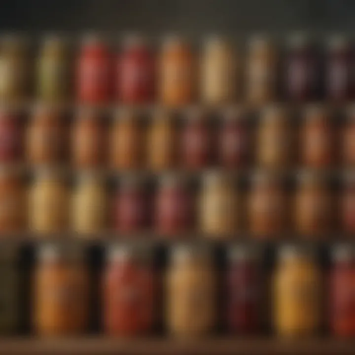 Jars of preserved foods showcasing various techniques