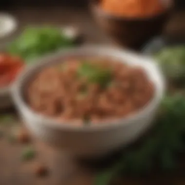 Flavorful Cooked Beans Garnished with Herbs A close-up of cooked beans in a bowl with fresh herbs.