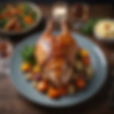 Elegant Presentation of Turkey Legs A beautifully plated turkey leg garnished with seasonal vegetables