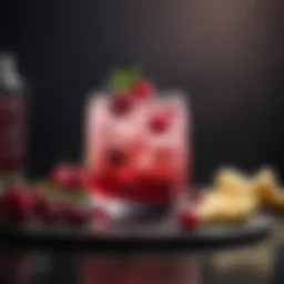 A refreshing glass of gin cranberry cocktail garnished with fresh berries