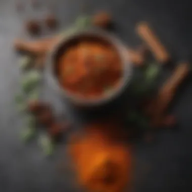 Essential Spices for Chicken Masala A vibrant display of fresh spices used in Chicken Masala