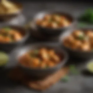 Delicious Variations of Chicken Masala Diverse variations of Chicken Masala served in elegant bowls