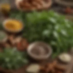 A vibrant array of fresh herbs and spices essential for ranch dressing.