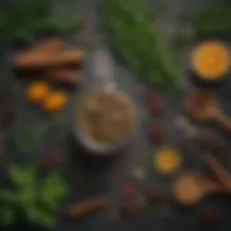 A collection of vibrant herbs and spices used for creating bitters