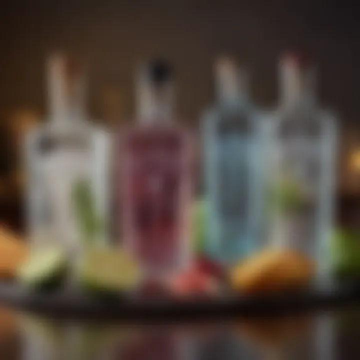 An array of gin bottles showcasing diverse flavor profiles