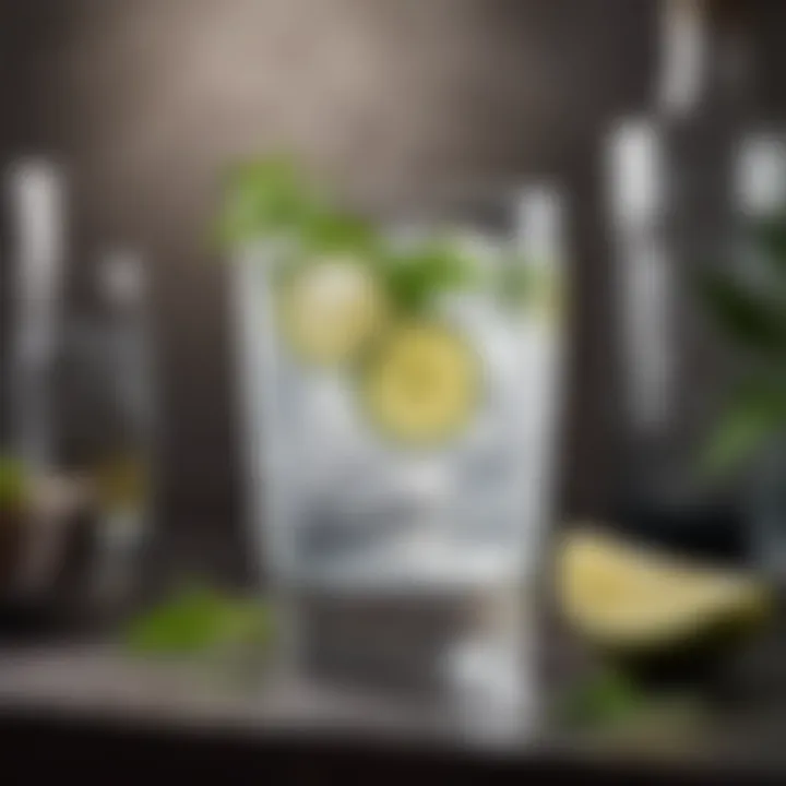 An elegant gin and tonic served in a stylish glass with ice