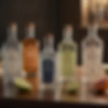 Selection of Gin Bottles A selection of gin bottles showcasing various flavors and botanicals