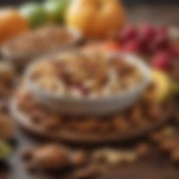 An assortment of fresh fruits and nuts for a balanced meal