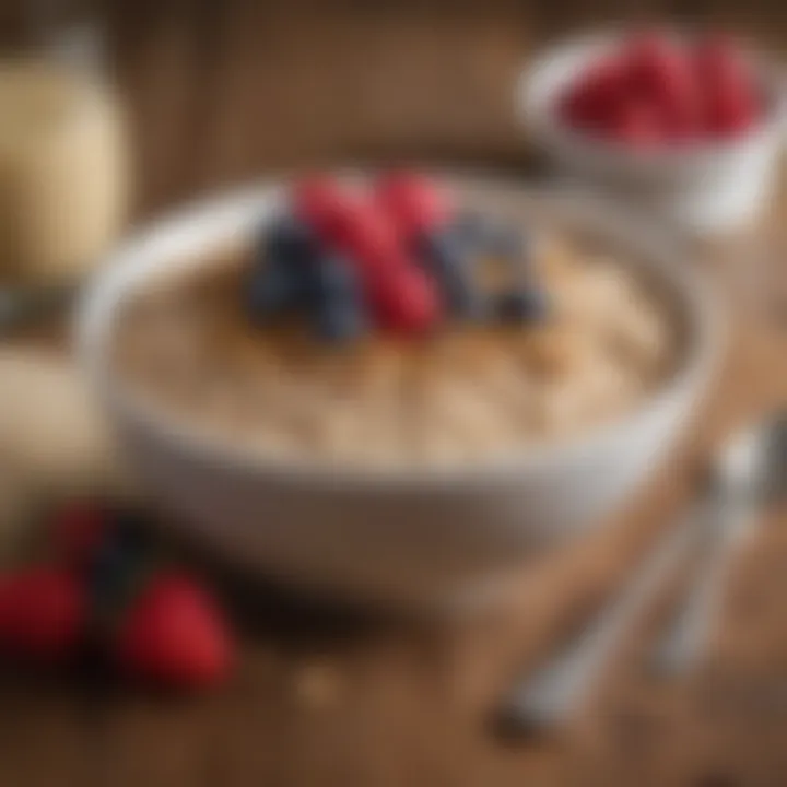 Close-up of a nutritious oatmeal bowl topped with berries