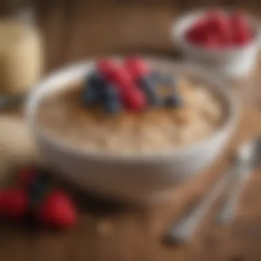Healthy Oatmeal Delight Close-up of a nutritious oatmeal bowl topped with berries