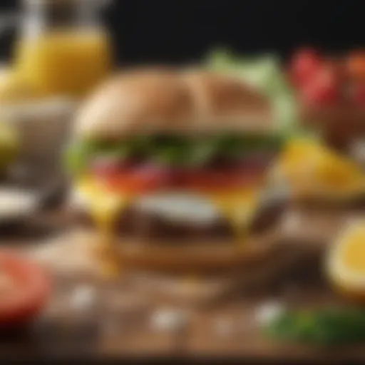 An array of fresh ingredients for a breakfast sandwich