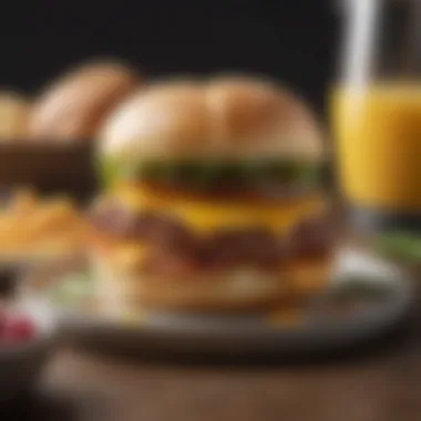A beautifully plated breakfast sandwich with garnishes