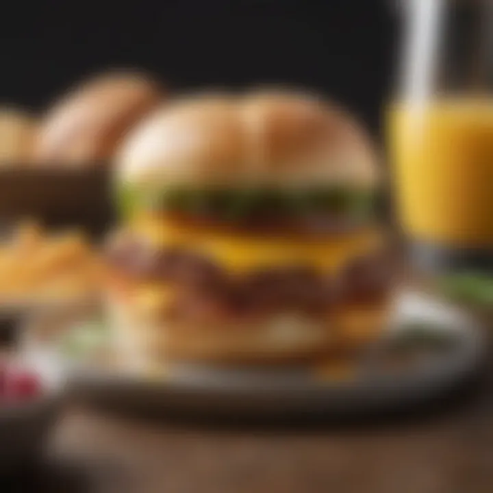 A beautifully plated breakfast sandwich with garnishes