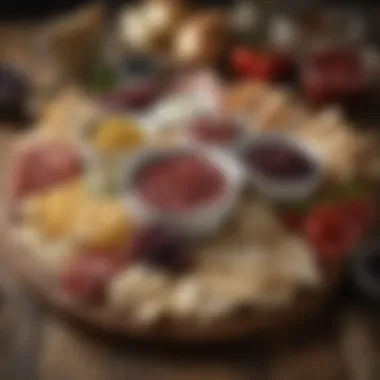 Artful Dips and Spreads A beautifully styled charcuterie board with various dips and spreads
