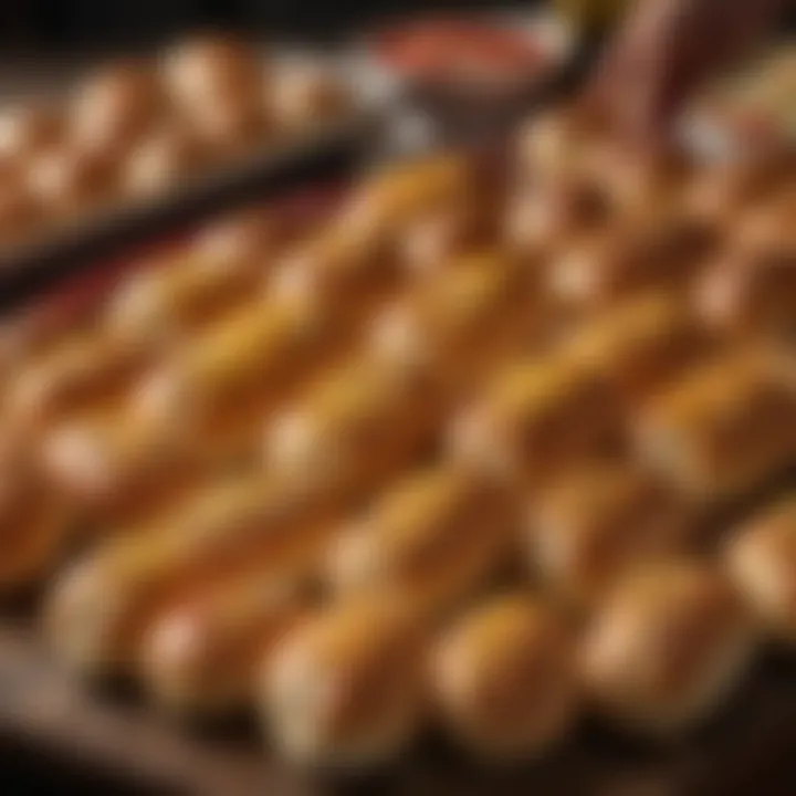 A variety of ingredients for hot dog buns displayed on a table