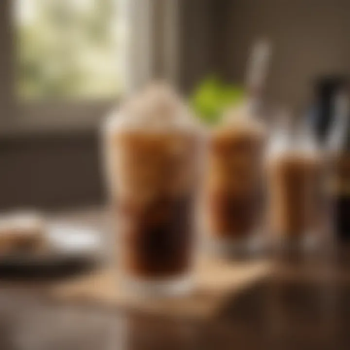 An elegant iced coffee served with a straw and garnish