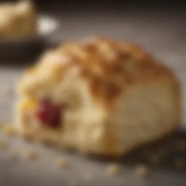 A close-up of the crumb structure of a perfectly baked scone