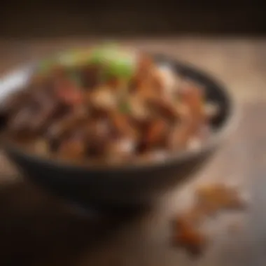 Exquisite Teriyaki Marinade An elegant bowl of finished teriyaki marinade glistening under soft lighting