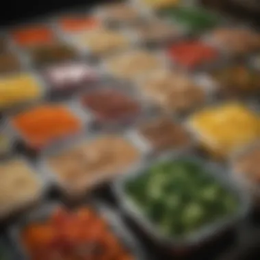 Meal Prep Container with Veggie Dishes A neatly organized meal prep container filled with colorful veggie-rich dishes.