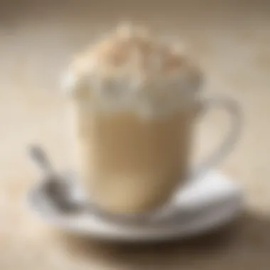 Deliciously Finished White Chocolate Mocha A beautifully crafted white chocolate mocha topped with whipped cream and drizzled with white chocolate.