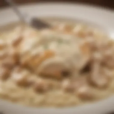 Creamy texture of Alfredo sauce with chicken