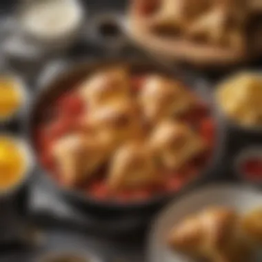 A hearty breakfast spread incorporating crescent roll dishes.