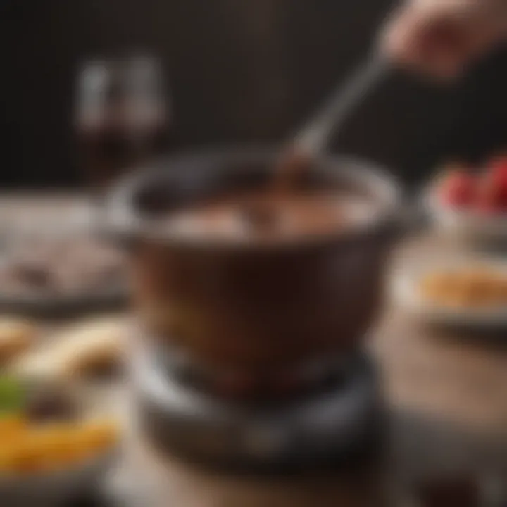 Cuisinart Electric Fondue Pot in action with melted chocolate