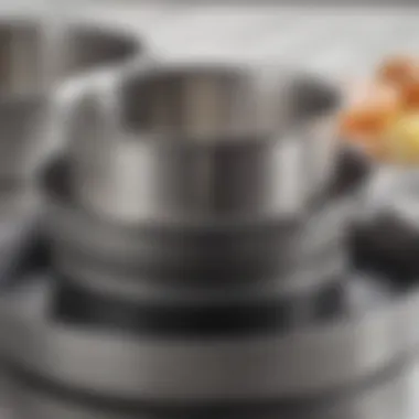 Close-up of the polished surface of Cuisinart stainless steel cookware