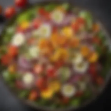 Zesty Colorful Salad A colorful salad topped with a zesty dressing