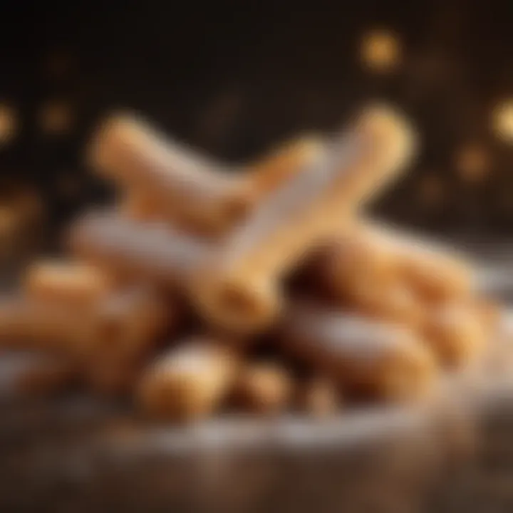 A dessert of churros dusted with sugar and cinnamon