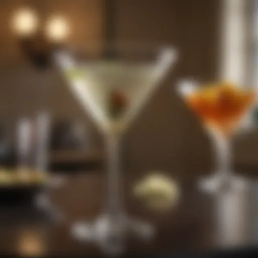 Elegant martini glass with a classic martini