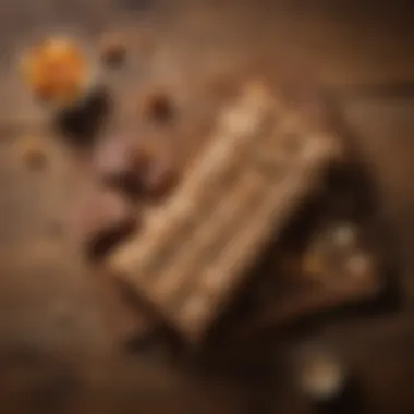 Nutritious protein bars arranged on a wooden table