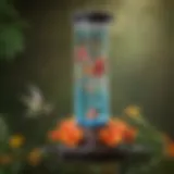 Elegant hummingbird water feeder design showcasing vibrant colors and intricate patterns.