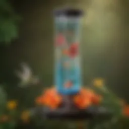 Elegant hummingbird water feeder design showcasing vibrant colors and intricate patterns.