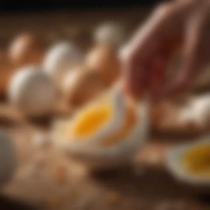 Close-up of egg shell revealing texture and integrity