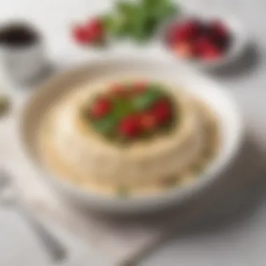 Artfully Plated Diabetic Rice Pudding Plated rice pudding with fresh mint and a side of fruit