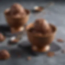 An assortment of diet chocolate ice cream in elegant bowls