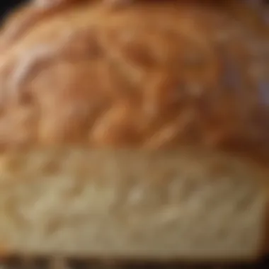 Close-up of freshly baked sourdough loaf with a golden crust