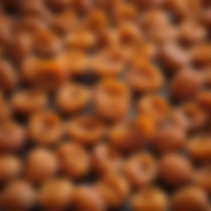 A close-up of dried apricots highlighting their rich color and healthy nutrients.